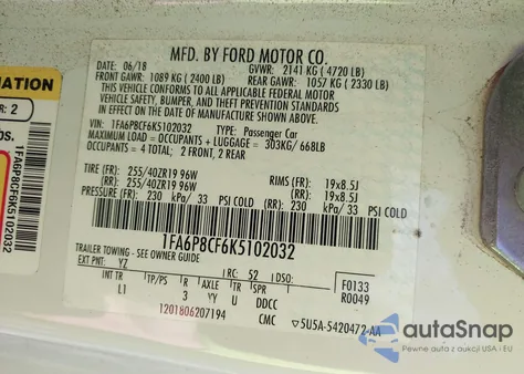 2019 Ford Mustang Gt Premium z USA, uszkodzony, nr VIN 1FA6P8CF6K5102032